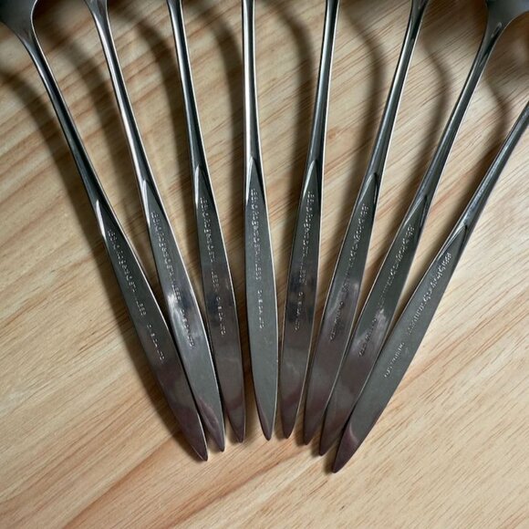 8 Fantasy Iced Tea Spoons Oneida 1881 Rogers Stainless 7 5/8" Atomic MCM - Picture 7 of 8